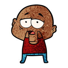cartoon tired bald man