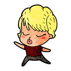 cartoon woman with eyes shut