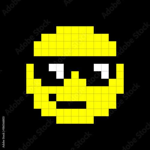 Yellow Popular Cartoon Face Pixel Art Background Stock