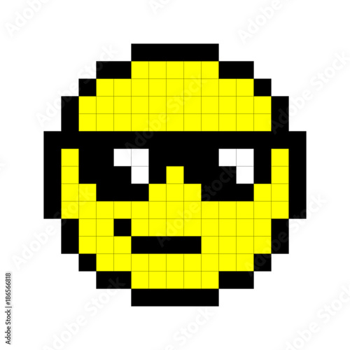 Yellow Popular Cartoon Face Pixel Art Background Stock
