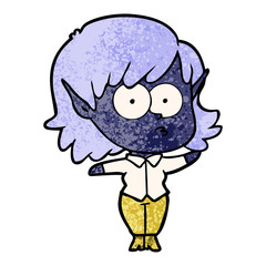 cartoon elf girl staring