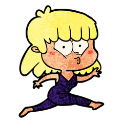 cartoon woman running