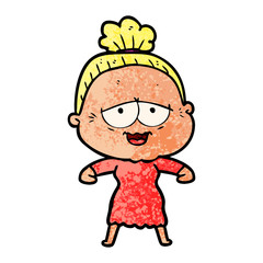 cartoon happy old lady