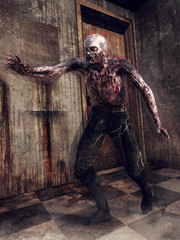 Zombie w opuszczonym budynku