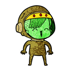 happy cartoon space girl