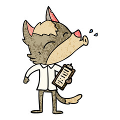 howling office wolf cartoon