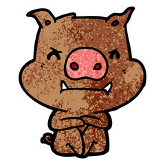 angry cartoon pig