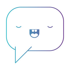 Obraz na płótnie Canvas kawaii square dialogue speech and rounded with tail in degraded blue to purple color contour
