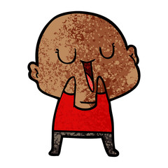 happy cartoon bald man