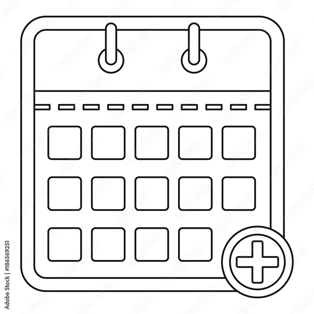 Aufkleber calendar with plus icon. outline illustration of calendar with plus vector icon for web