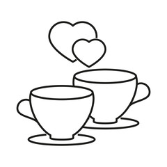 Cups with a heart of love icon