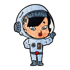 cartoon astronaut woman