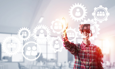 Guy wearing checked shirt and virtual mask demonstrating some emotions
