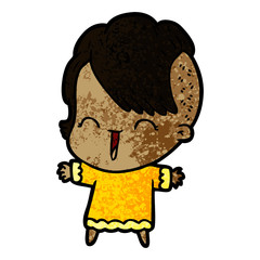 cartoon happy hipster girl