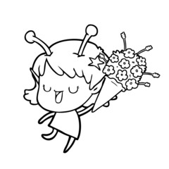 happy alien girl cartoon laughing