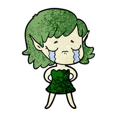 crying cartoon elf girl