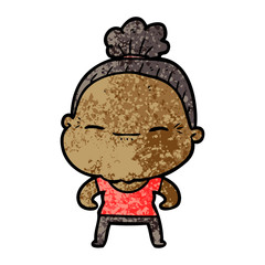 cartoon peaceful old woman