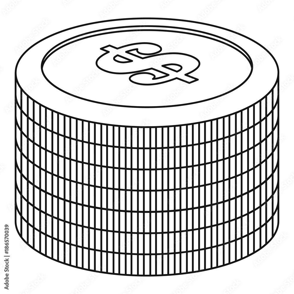 Poster heap of coin icon. outline illustration of heap of coin vector icon for web