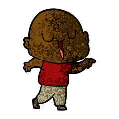 happy cartoon bald man
