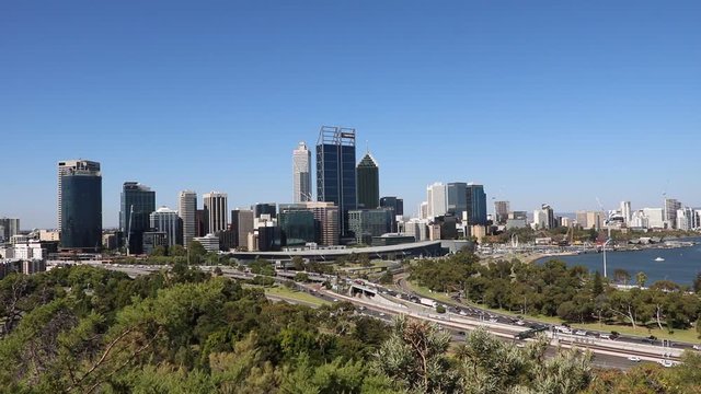 View from Kings Park to Perth City at Swan River, Western Australia