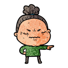 cartoon annoyed old lady
