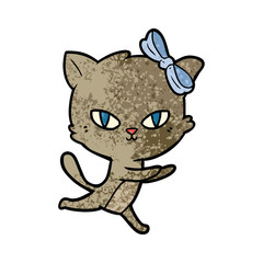 Fototapeta na wymiar cute cartoon cat running