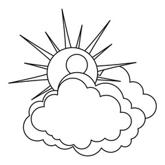 Sun and cloud icon. Outline illustration of sun and cloud vector icon for web