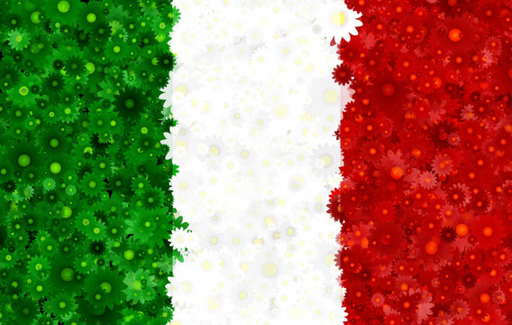 Italian flag with a blossom pattern
