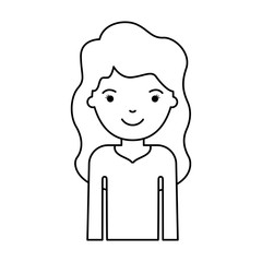 half body woman with long wavy hair in monochrome silhouette