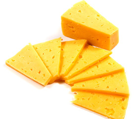 cheese slices isolated on white background cutout