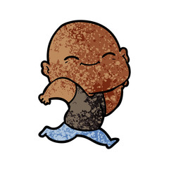 cartoon happy bald man
