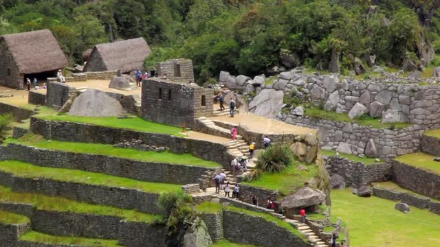 Tourists At Machu Picchu In Peru