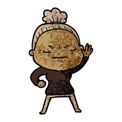cartoon annoyed old lady