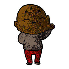 cartoon happy bald man