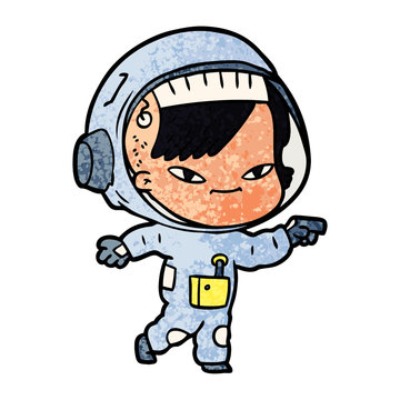 cartoon astronaut woman