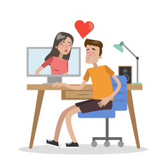 Couple dating online.