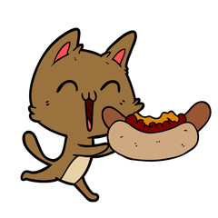 happy cartoon cat meowing