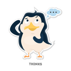 Isolated thinking penguin.