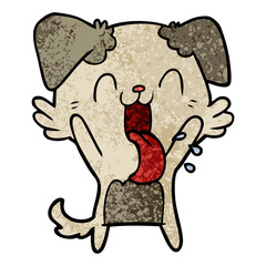cartoon panting dog waving