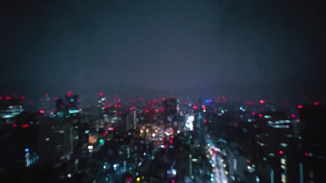 Abstract blurred bokek view of the Tokyo cityscape at night