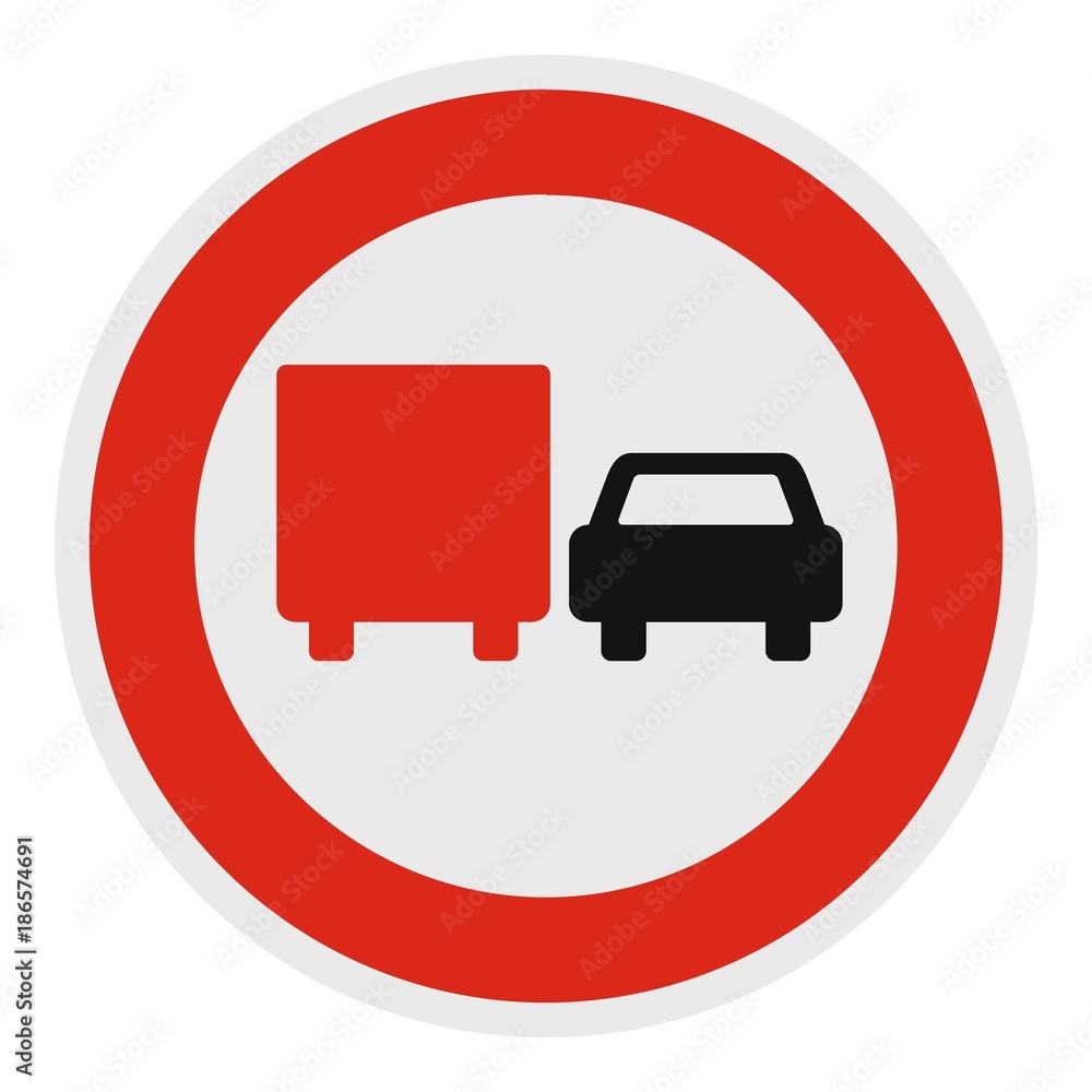 Poster no lorry overtaking icon. flat illustration of no lorry overtaking vector icon for web.
