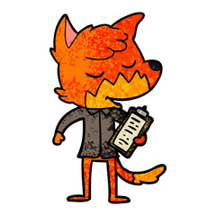 friendly cartoon fox manager
