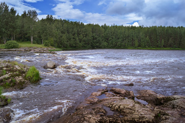 Threshold on a river. Threshold Bol'shoy  Toll' on the Shuya River. Karelia. Russia.