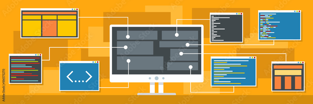 Poster decryption of data banner. flat illustration of decryption of data vector banner for web.