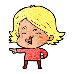 cartoon girl pulling face