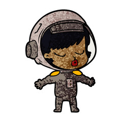 cartoon pretty astronaut girl
