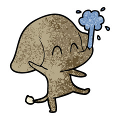 cute cartoon elephant spouting water