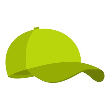 Green baseball cap icon. Flat illustration of green baseball cap vector icon for web.
