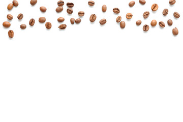 coffee beans on white background copy space