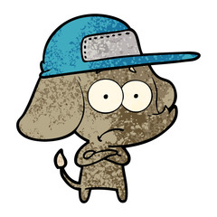 cartoon unsure elephant wearing trucker cap